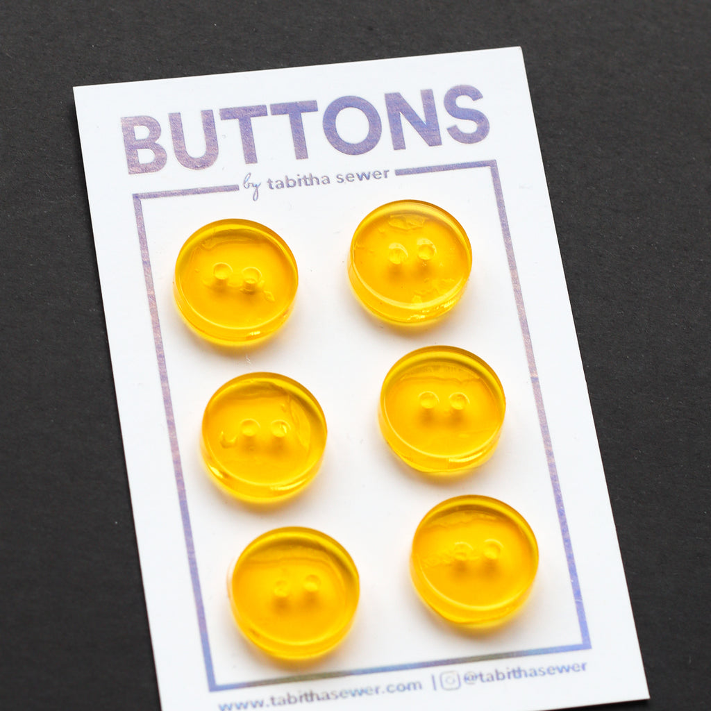 Tabitha Sewer - Buttons - 15mm (0.59") - Lemon Transparent Circle - 6 count