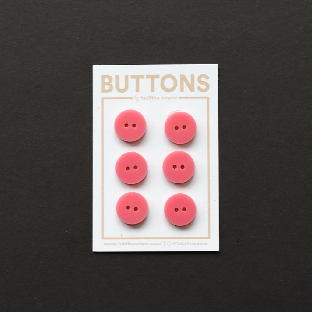 Tabitha Sewer - Buttons - 15mm (0.59") - Pink Classic Circle - 6 count