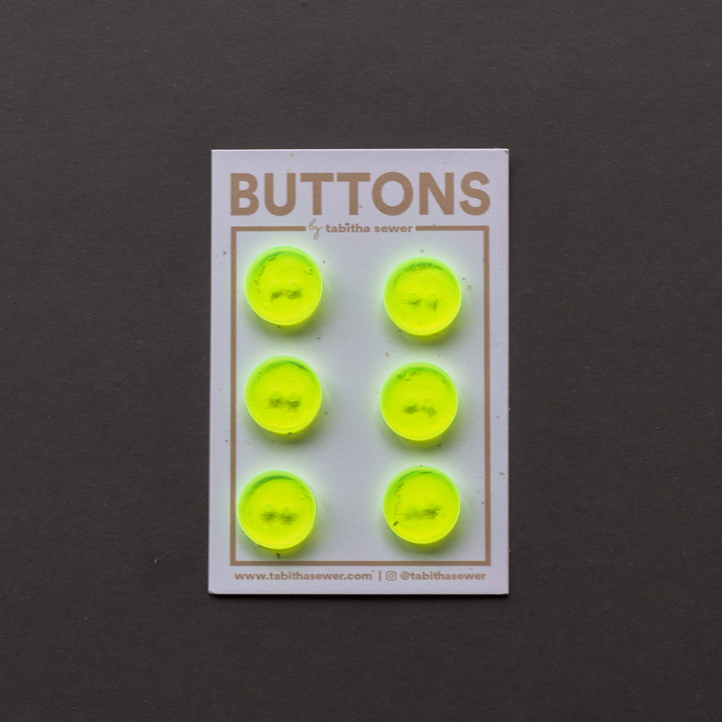 Tabitha Sewer - Buttons - 15mm (0.59") - Neon Green Circle - 6 count