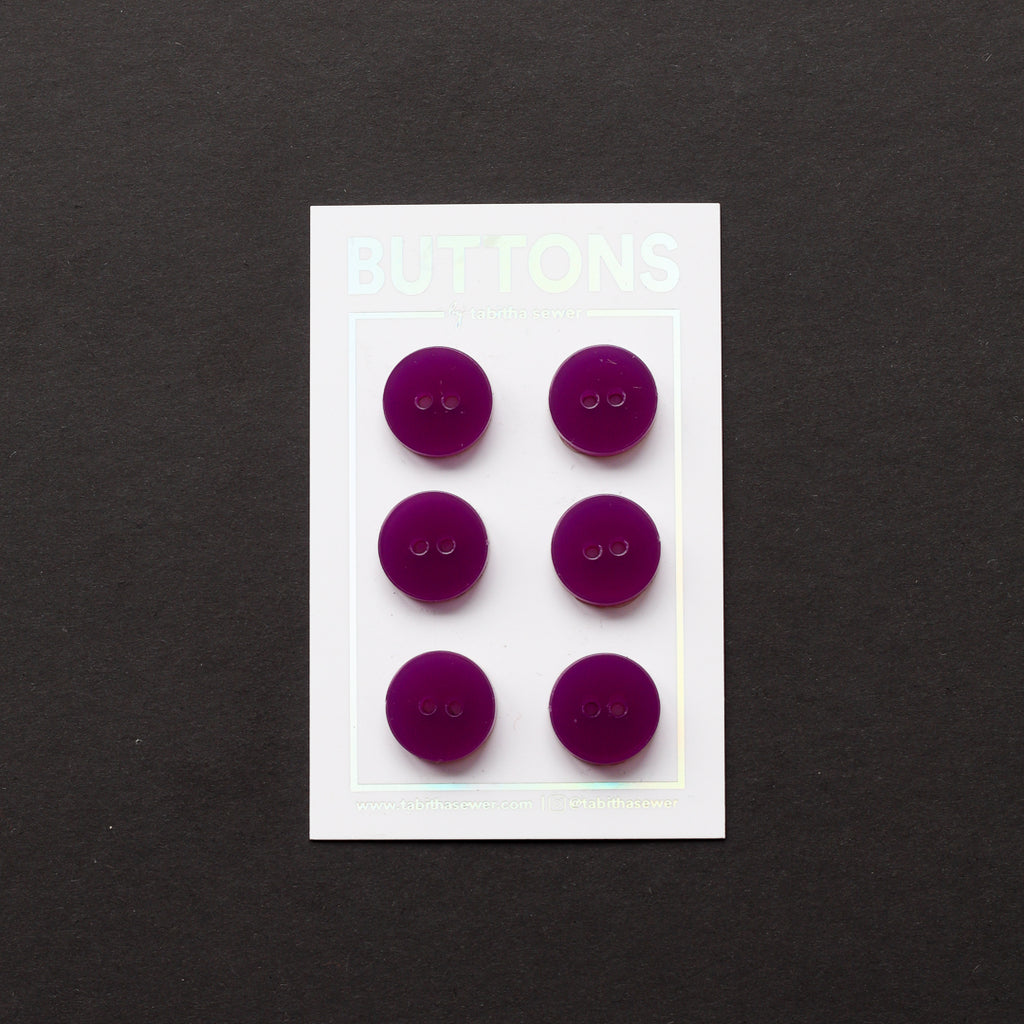 Tabitha Sewer - Buttons - 15mm (0.59") - Purple Classic Circle - 6 count