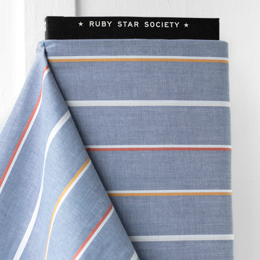 1/2m Ruby Star Society - Alexia Marcelle Abegg - Heirloom Warp & Weft Wovens -  Linework - Blue Slate