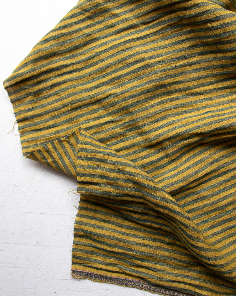 1/2m Yarn Dyed Linen Stripe - Avocado