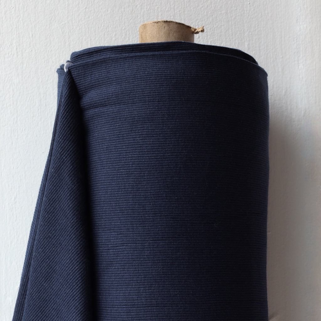 1/2m Bamboo Cotton Rib Knit - Navy