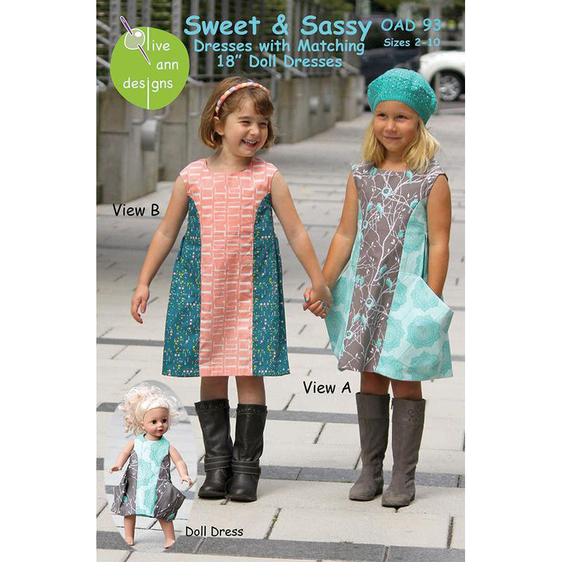 Olive Ann Designs - Sweet & Sassy Dress with Matching Doll Dress Pattern
