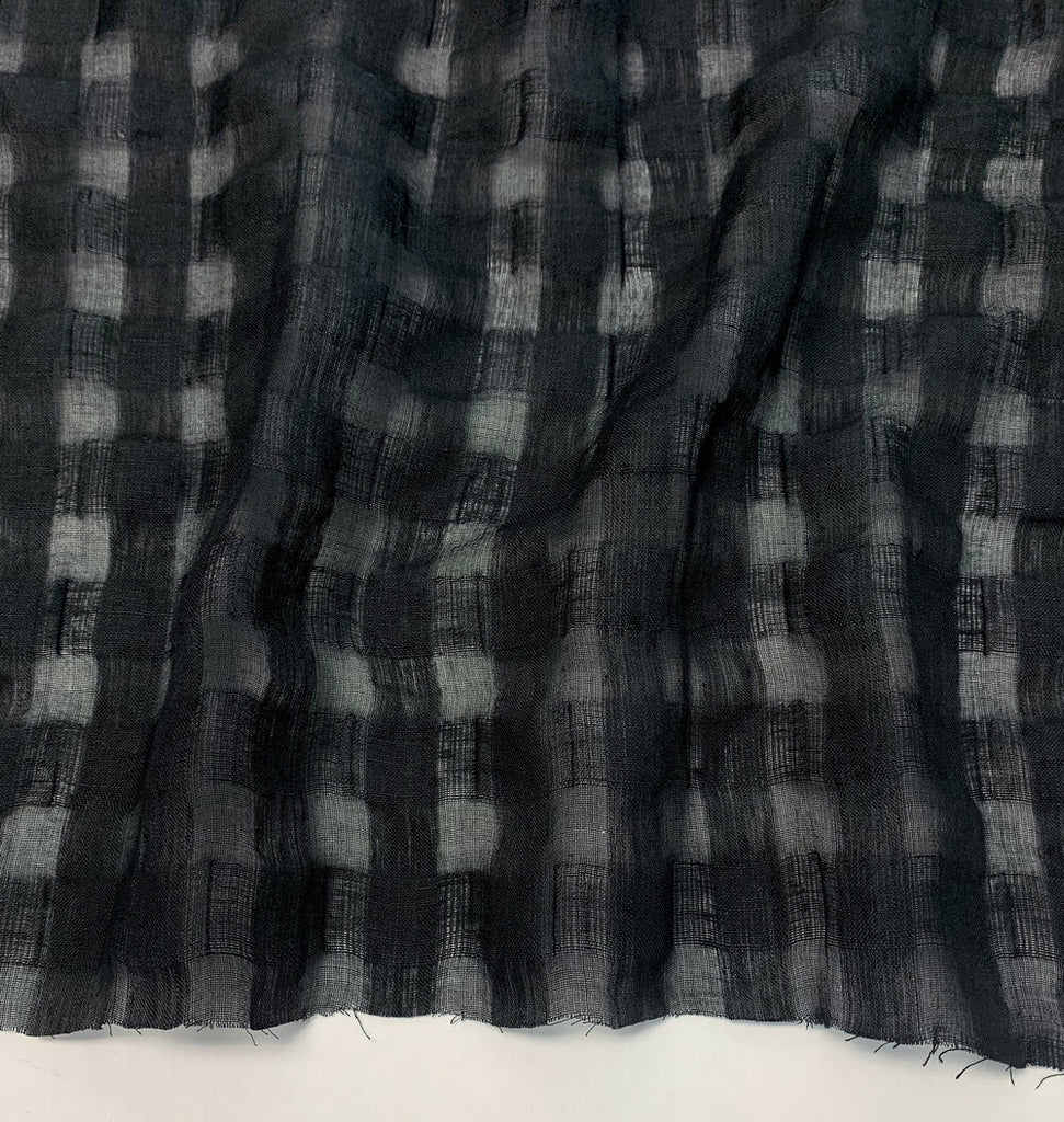 1/2m Linen Cotton Jacquard Check - Black