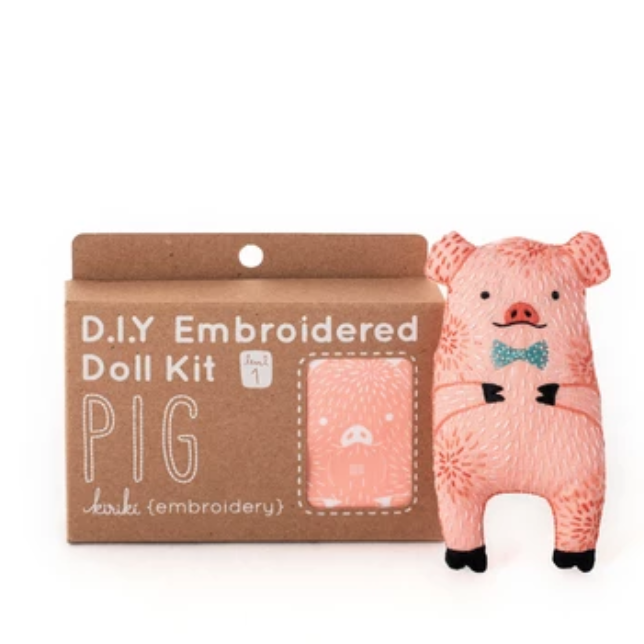 Kiriki Press - Embroidered Doll Kit - Pig