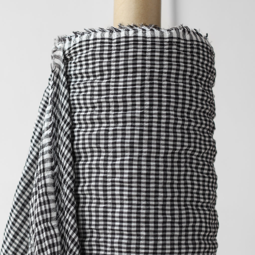 1/2m Cotton Tencel - Plaid Shirring - Mini Plaid - B&W