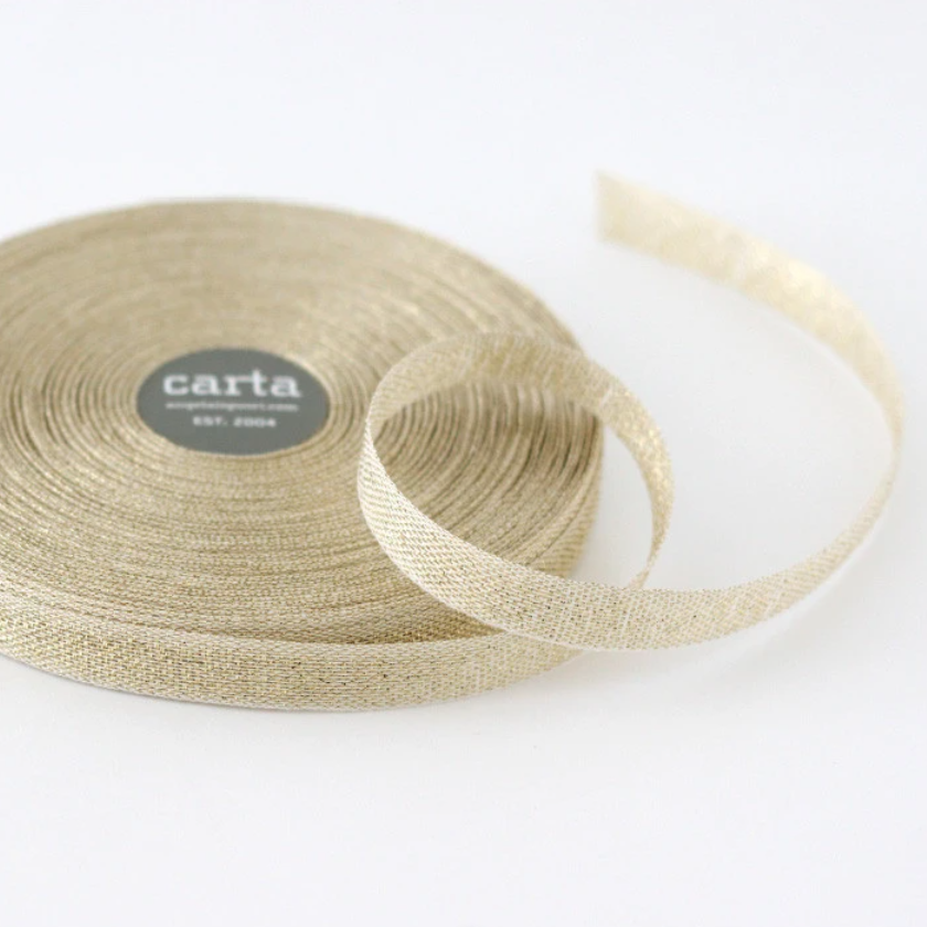 1/2m Studio Carta - Metallic Cotton Ribbon - Loose Weave - 1/2" - Natural/Gold