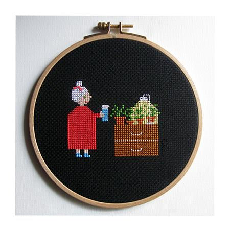Samantha Purdy Textile - Watering Before Bed - Cross Stitch Pattern