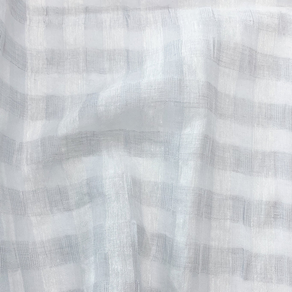 1/2m Linen Cotton Jacquard Check - Pale Grey