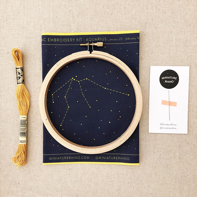 Miniature Rhino - Aquarius Zodiac Embroidery Kit
