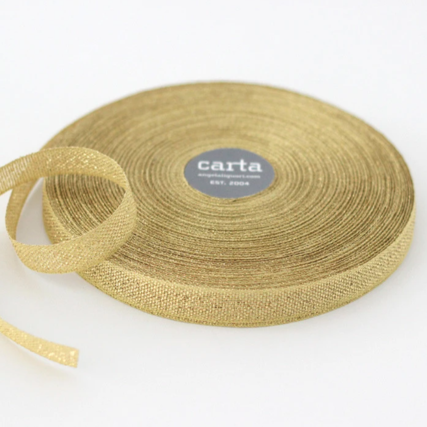1/2m Studio Carta - Metallic Cotton Ribbon - Loose Weave - 1/2" - Chartreuse/Gold