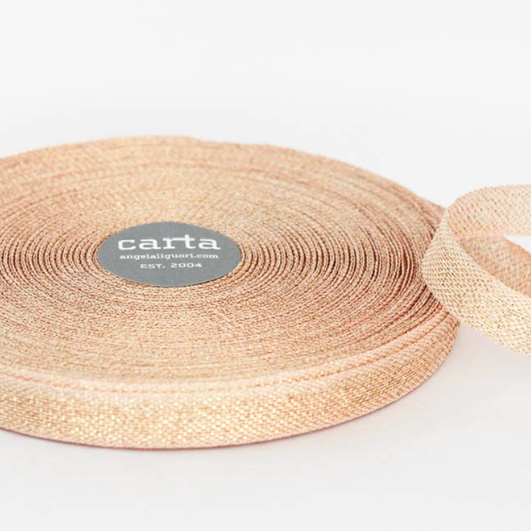 1/2m Studio Carta - Metallic Cotton Ribbon - Loose Weave - 1/2" - Blush/Gold