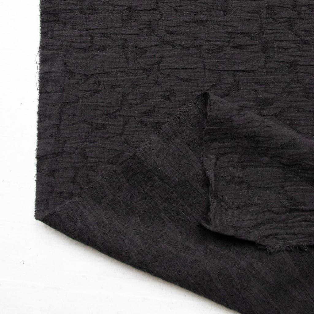 1/2m Soft Shapes - Cotton Linen Jacquard - Black