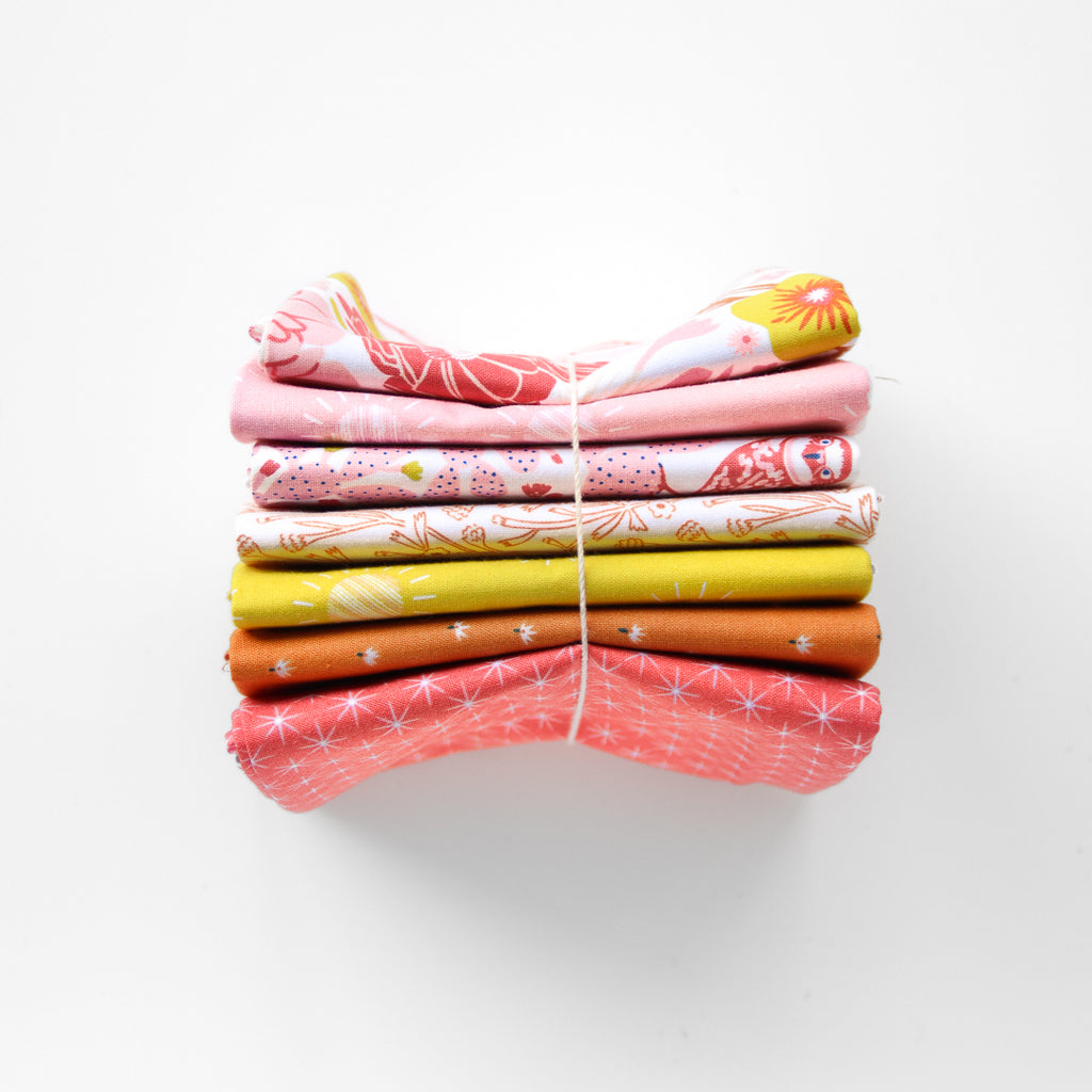 Fat Quarter Bundle - Emily Taylor - Prickly Pear - Warm Pinks - 7 pieces