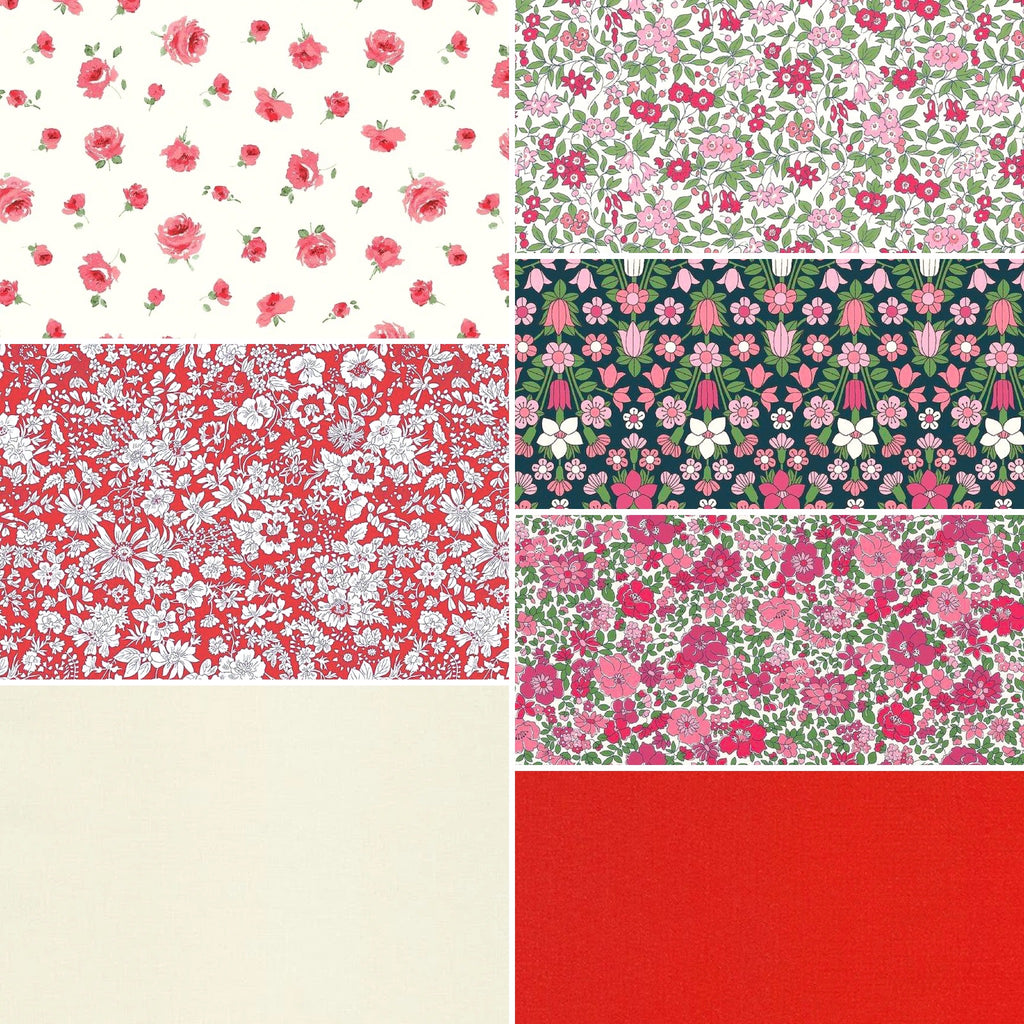Fat Quarter Bundle - Liberty Cotton - Flower Show Midsummer - Rose - 7 pieces