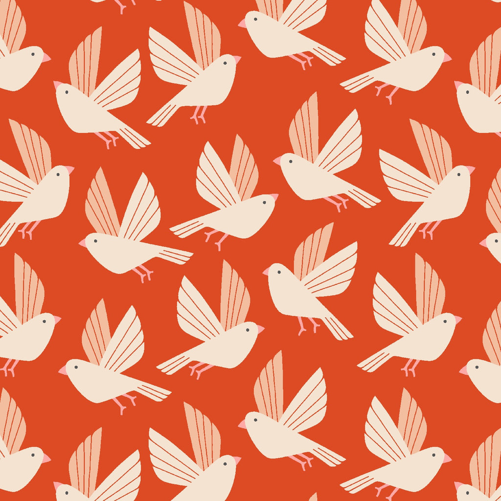 1/2m Cotton + Steel CANVAS - Wild and Free - Free as a Bird - Blazing Orange